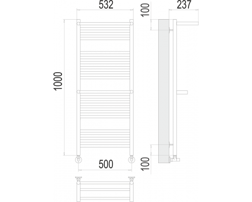 Полотенцесушитель Terminus Аврора с 2-мя/п П20 500х1000