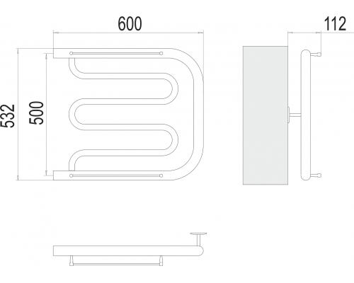 Полотенцесушитель Terminus Фокстрот 1" БШ 500х600