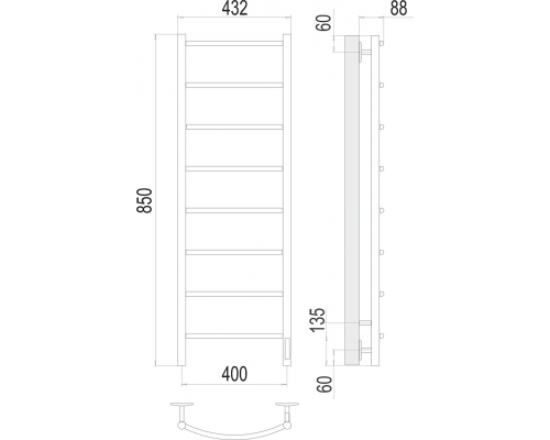 Полотенцесушитель Terminus Классик П8 400х850 электро