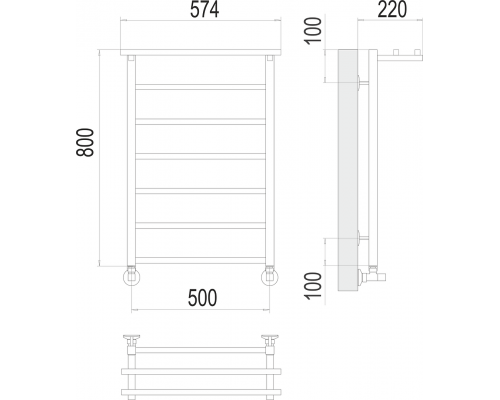 Полотенцесушитель Terminus Контур с/п П7 500х800