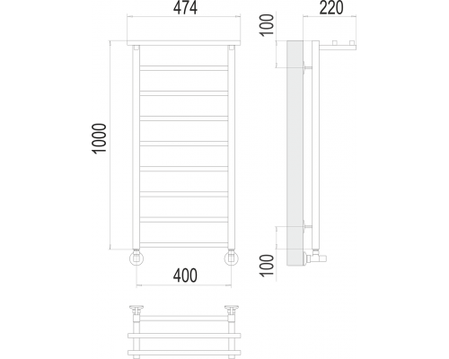 Полотенцесушитель Terminus Контур с/п П9 400х1000