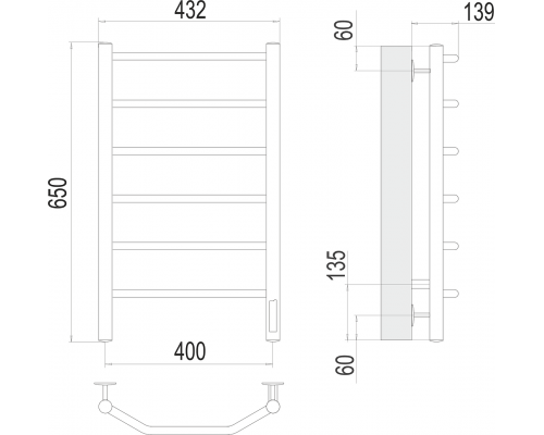Полотенцесушитель Terminus Виктория П6 400х650 электро