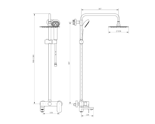 Душевая система Hansberge OPTIMA H5044C Chrome