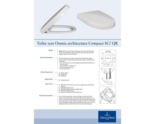 Крышка-сиденье Villeroy & Boch Omnia Architectura 9M66S201 с микролифтом (оригинал) Крышка-сиденье Villeroy & Boch Omnia Architectura 9M66S201 с микролифтом (оригинал)
