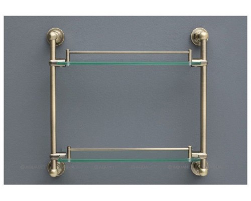 Полочка стеклянная Aquanet 3852, 43 см, двухъярусная, бронза (189273)