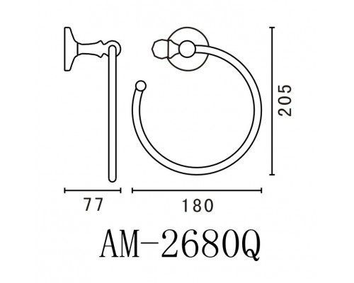 Полотенцедержатель Art&Max Antic AM-E-2680Q,18 см, бронза
