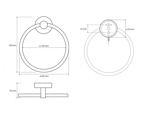 Полотенцедержатель кольцо Bemeta Neo 104104065 16 см, хром матовый