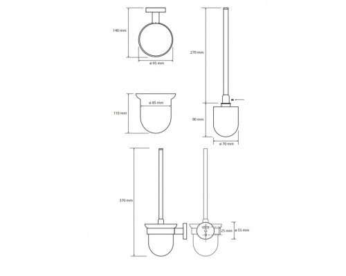 Ершик Bemeta White 104113014 9.5 x 14 x 37 см подвесной, белый