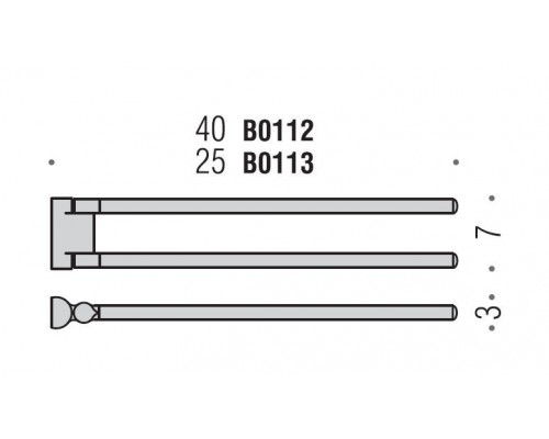 Двойной полотенцедержатель Colombo LUNA B0113, 25 см, хром
