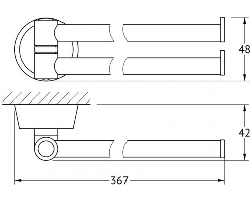 Полотенцедержатель FBS Vizovice VIZ 044 поворотный двойной, 36.7 см, хром