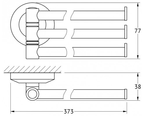 Полотенцедержатель FBS Standard STA 045 тройной поворотный, 37.3 см, хром
