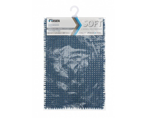 Коврик для ванной Fixsen Soft 40 х 60 см, синий, FX-4001C