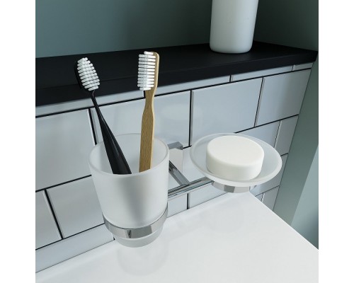 Стакан для зубных щеток и мыльница Iddis Edifice, хром, EDIMBG0i57