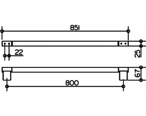 Полотенцедержатель Keuco Plan, 850 мм, черный матовый, 14901370800