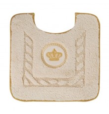 Коврик для WC Migliore, вышивка логотип КОРОНА, кремовый, окантовка золото, 60 х 60 см, 30768