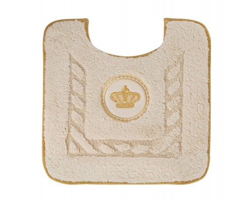 Коврик для WC Migliore, вышивка логотип КОРОНА, кремовый, окантовка золото, 60 х 60 см, 30768