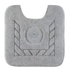 Коврик для WC Migliore, вышивка логотип КОРОНА, серый, окантовка серебро, 60 х 60 см, 30762