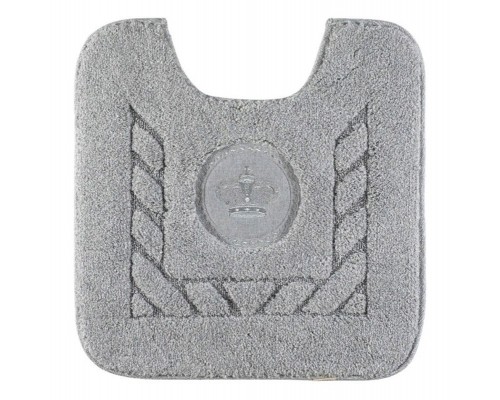 Коврик для WC Migliore, вышивка логотип КОРОНА, серый, окантовка серебро, 60 х 60 см, 30762
