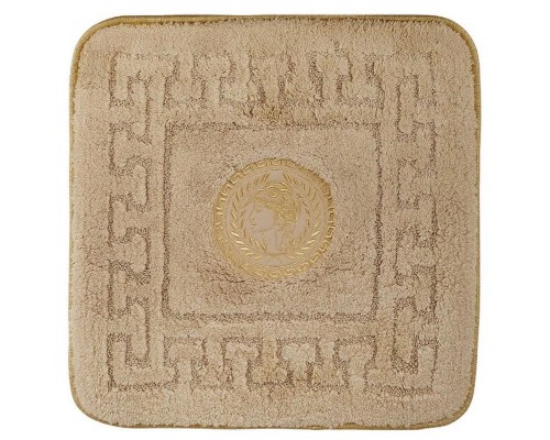 Коврик для ванной комнаты Migliore, вышивка логотип АФИНА, капучино, окантовка золото, 60 х 60 см, 30787