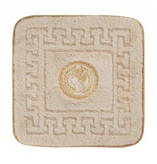 Коврик для ванной комнаты Migliore, вышивка логотип АФИНА, кремовый, окантовка золото, 60 х 60 см, 30775