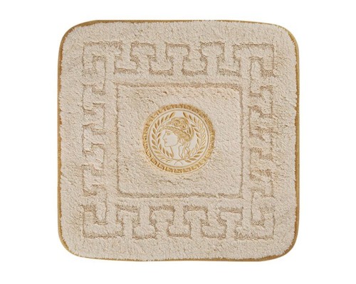 Коврик для ванной комнаты Migliore, вышивка логотип АФИНА, кремовый, окантовка золото, 60 х 60 см, 30775