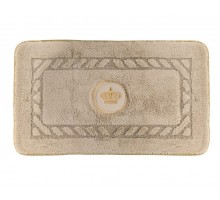 Коврик для ванной комнаты Migliore, вышивка логотип КОРОНА, капучино, окантовка золото, 60 х 100 см, 30778