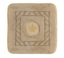 Коврик для ванной комнаты Migliore, вышивка логотип КОРОНА, капучино, окантовка золото, 60 х 60 см, 30779