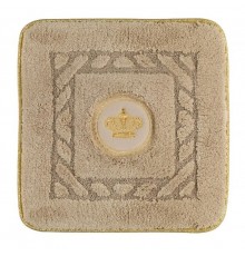 Коврик для ванной комнаты Migliore, вышивка логотип КОРОНА, капучино, окантовка золото, 60 х 60 см, 30779