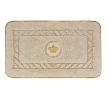 Коврик для ванной комнаты Migliore, вышивка логотип КОРОНА, кремовый, окантовка золото, 60 х 100 см, 30766