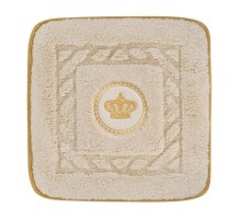 Коврик для ванной комнаты Migliore, вышивка логотип КОРОНА, кремовый, окантовка золото, 60 х 60 см, 30767