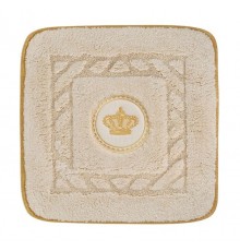 Коврик для ванной комнаты Migliore, вышивка логотип КОРОНА, кремовый, окантовка золото, 60 х 60 см, 30767