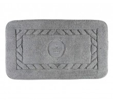 Коврик для ванной комнаты Migliore, вышивка логотип КОРОНА, серый, окантовка серебро, 60 х 100 см, 30759