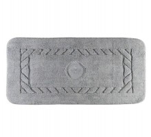 Коврик для ванной комнаты Migliore, вышивка логотип КОРОНА, серый, окантовка серебро, 70 х 140 см, 30753