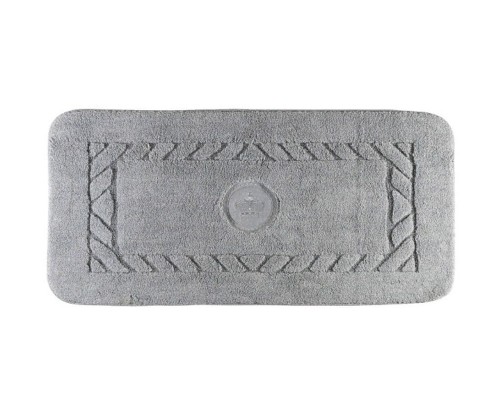 Коврик для ванной комнаты Migliore, вышивка логотип КОРОНА, серый, окантовка серебро, 70 х 140 см, 30753