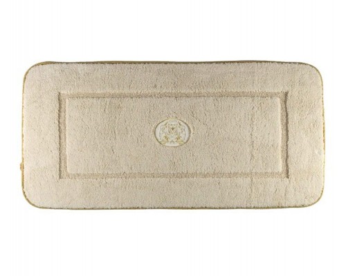 Коврик для ванной комнаты Migliore, вышивка логотип MIGLIORE, кремовый, окантовка золото, 70 х 140 см, 30769