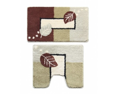 Набор ковриков для ванной комнаты Milardo Late Autumn 50 x 80 см + 50 x 50 см, 340PA68M13, полиэстер-акрил, бежевый