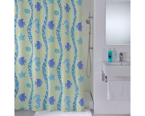 Штора для ванной комнаты Milardo Coral Reef 640P180M11 180 x 200 см, полиэстер, зеленый, синий