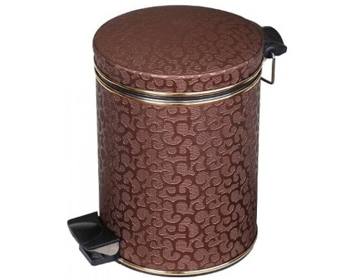 Корзина для мусора Camelos 05FDG-9 коричневый кожзам с микролифтом и золотым молдингом, 5 литров