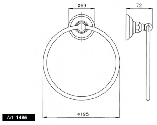 Полотенцедержатель кольцо Nicolazzi Classica 1485 CR, 19.5 см, хром