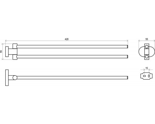 Полотенцедержатель двойной Ravak Chrome CR 340.00, 42 см, поворотный, хром, X07P319