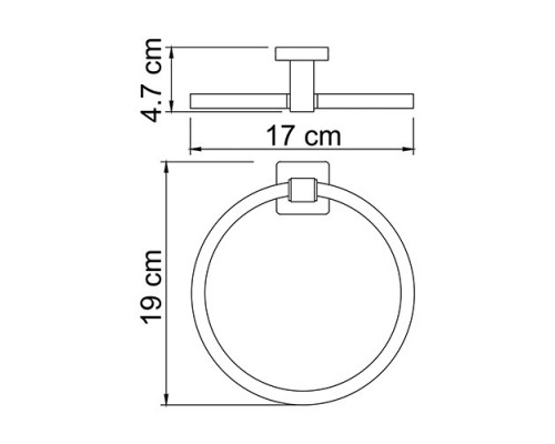 Полотенцедержатель кольцо WasserKRAFT  6560, 19 см, хром