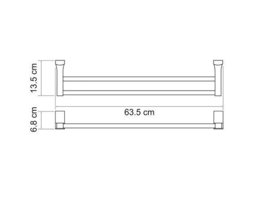 Полотенцедержатель двойной WasserKRAFT Leine 5040WHITE, 63.5 см, хром