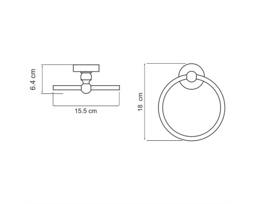Полотенцедержатель кольцо WasserKRAFT Diemel K-2260, 15.5 см, хром