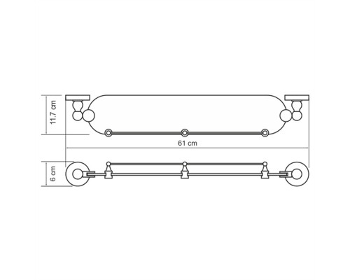 Полка стеклянная с бортиком WasserKRAFT Diemel K-2244