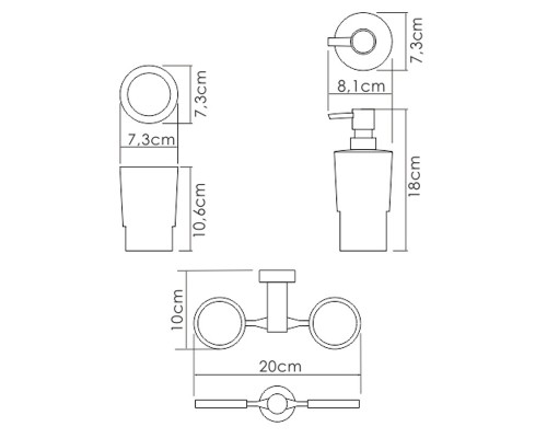 Стакан и дозатор с держателем WasserKRAFT K-28289