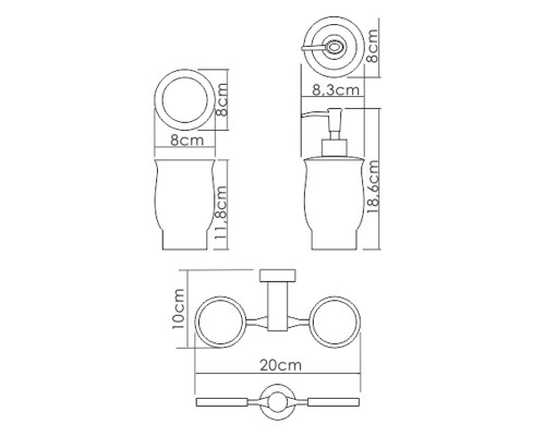 Стакан и дозатор с держателем WasserKRAFT K-24289