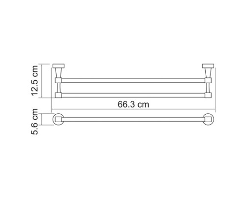 Полотенцедержатель WasserKRAFT Isen 4040, двойной, 66.3 см, хром