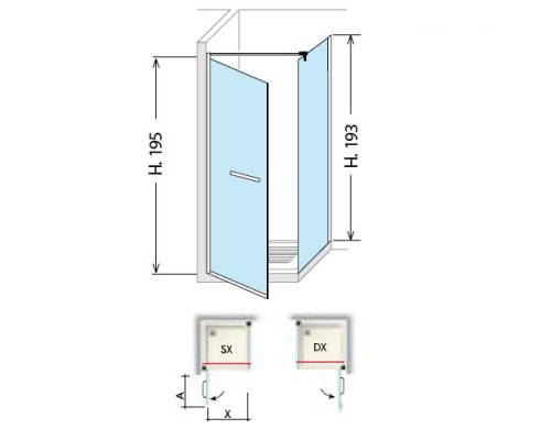 Душевой уголок 2B Box Docce IBIS 8L2S/DBTR0, 90 х 90 см, стекло прозрачное (8L2SBTR0), с полотенцедержателем