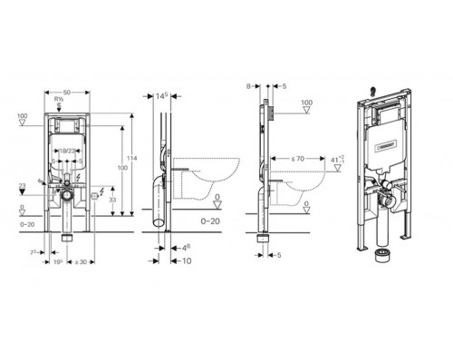 Инсталляция Geberit Duofix Sigma 8 UP720 111.796.00.1 для унитаза, тонкая