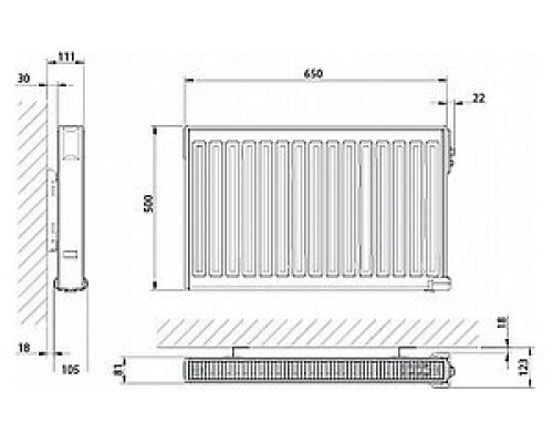 Масляный радиатор LVI Yali 05 065 21 230 10 1, 1 кВт, электрический, двухрядный